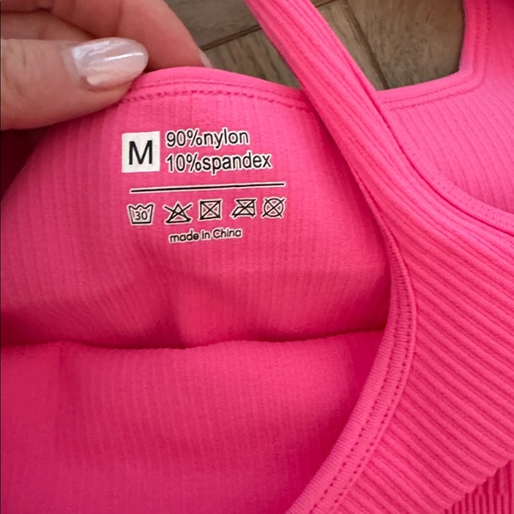 Pink and Cream Ribbed Workout 🏋️‍♀️ Rompers - Picture 2 of 3